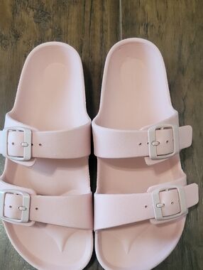 Target Pink Adjustable Double-Buckle Slide Sandals